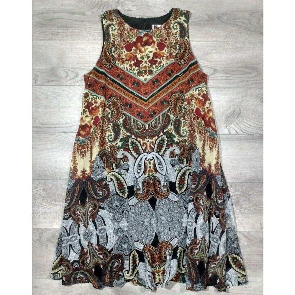 Julian Taylor New York Sleeveless Floral Paisley Shift Dress Womens Size 8 Lined